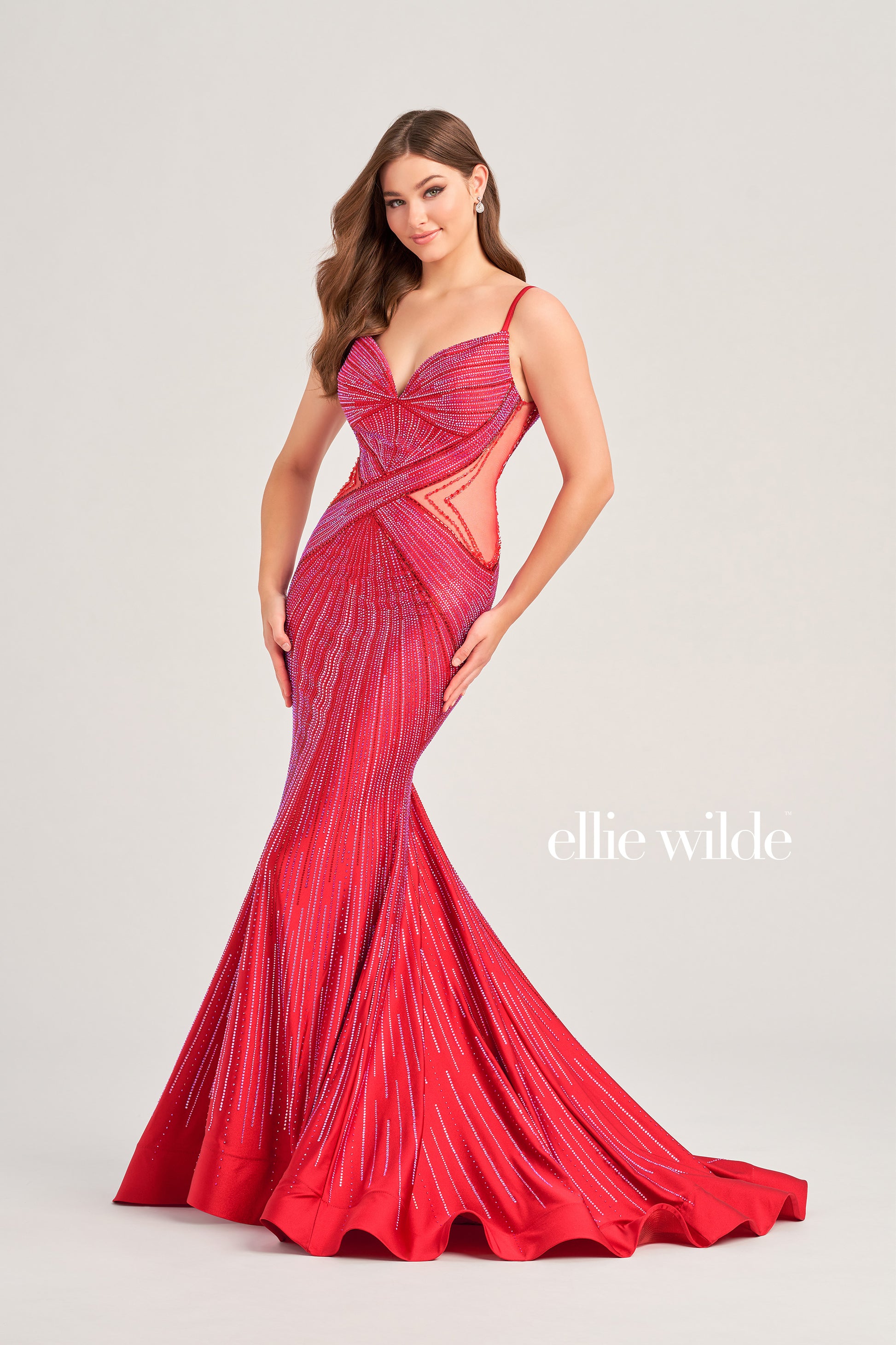 Ellie Wilde EW35001 Crystal Jersey Sheer Cutout Formal Prom Dress Back Glass Slipper Formals Ellie Wilde EW35001 Crystal Jersey Sheer Cutout Formal Prom Dress Back Glass Slipper Formals
