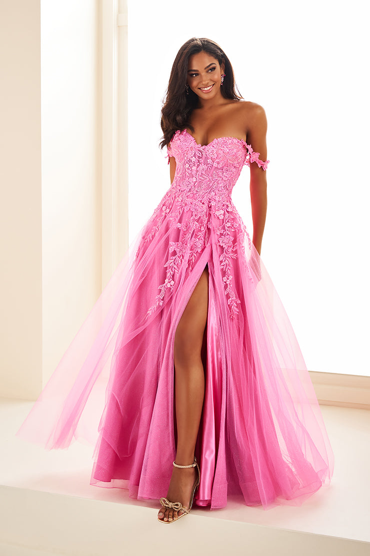 Ellie Wilde EW35101 Sheer Lace Corset Prom Dress Maxi Slit Shimmer Pag – Glass Slipper Formals