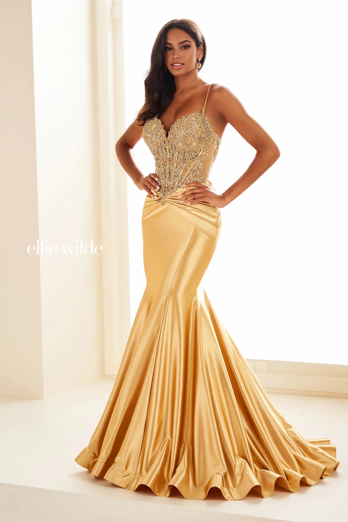 Ellie Wilde EW36004 Jersey Corset Prom Dress Mermaid Gown – Glass