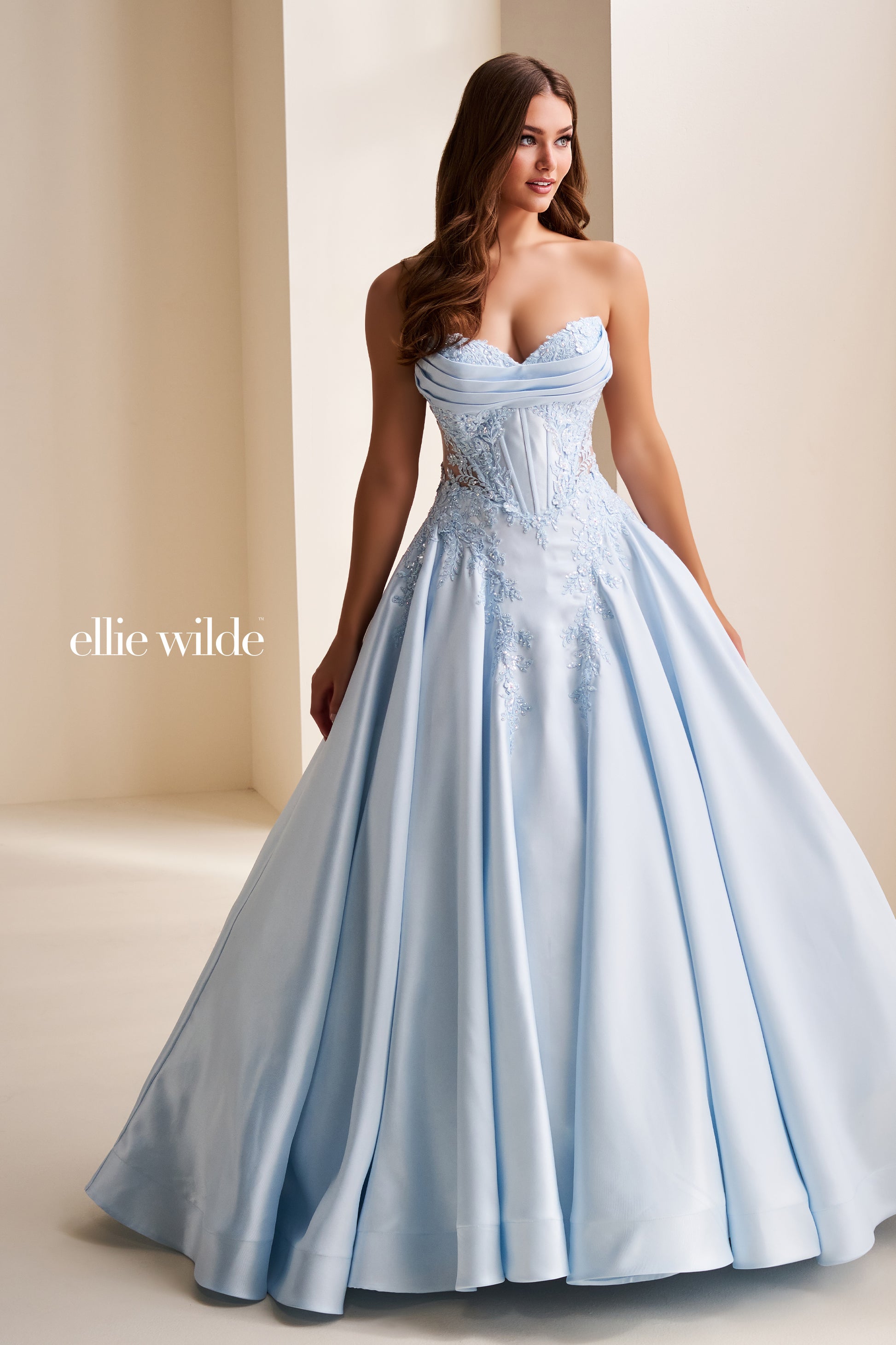 Ellie Wilde EW37082 Size 16 White Corset Lace Ballgown Dress