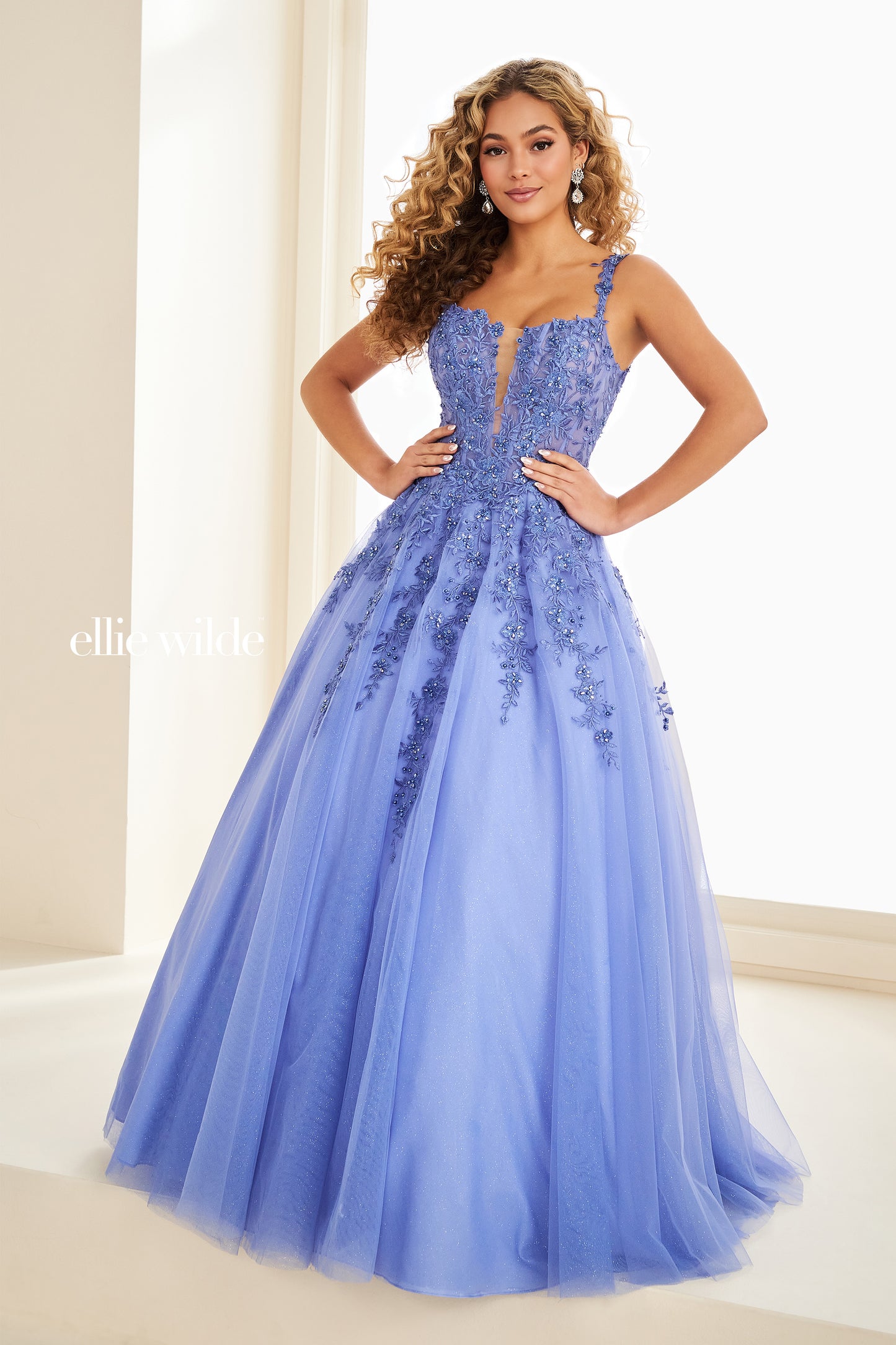 Ellie Wilde EW120014 Dusk Lace Shimmer Ballgown Prom Dress 