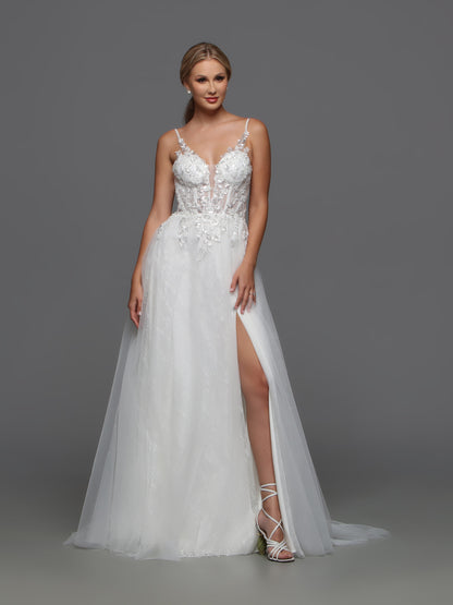 Davinci Bridal F136 Size 12 Ivory Wedding Dress Sequin Lace Corset Slit Backless Bridal Gown Beaded