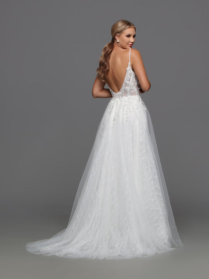 Davinci Bridal F136 Size 12 Ivory Wedding Dress Sequin Lace Corset Slit Backless Bridal Gown Beaded