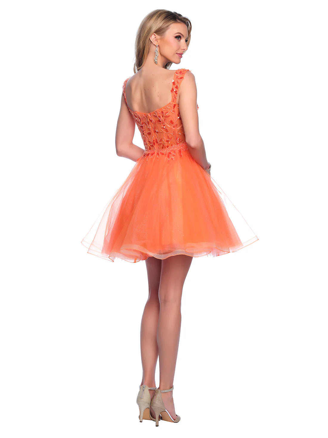 Dave & Johnny 12038 Size 4 Orange Beaded Shimmer Homecoming Dress off the shoulder A Line Gown Dave & Johnny 12038 Size 4 Orange Beaded Shimmer Homecoming Dress off the shoulder A Line Gown