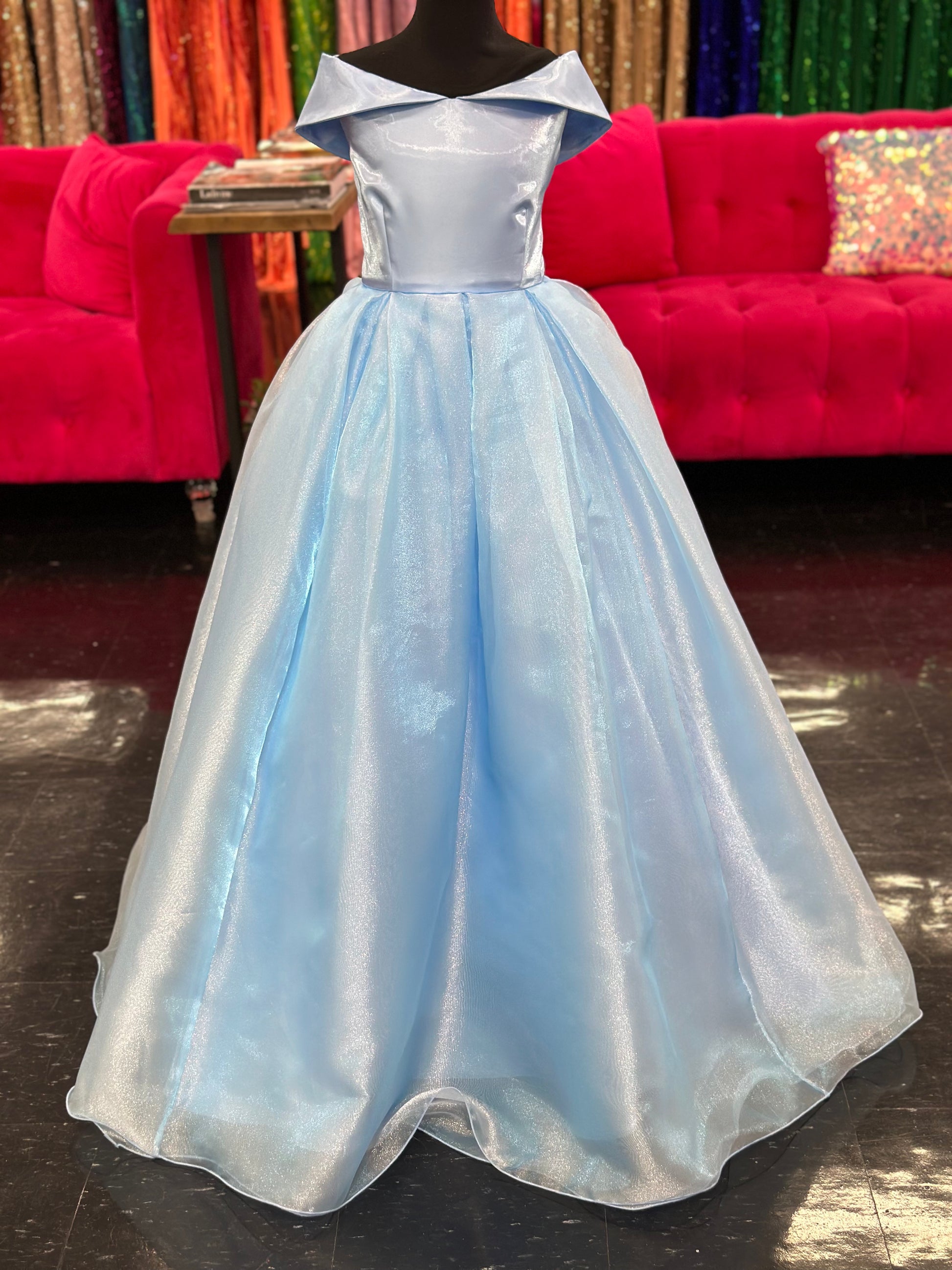 Marc Defang 5059 Size 14 Light Blue Girls Long off the shoulder A line Ballgown Princess Pageant Formal Wear Marc Defang 5059 Size 14 Light Blue Girls Long off the shoulder A line Ballgown Princess Pageant Formal Wear