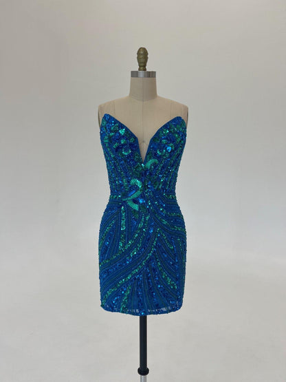 Ashley Lauren 4500 Size 14 Orchid Short Dress Beaded Formal Homecoming Gown