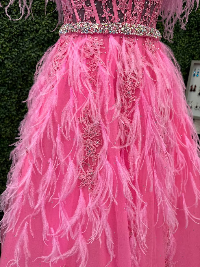pink feather dressing gown Light As A Feather Mesh Long Robe - Hot Pink