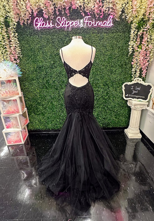 Elevate your prom night or formal event with the Candice Wang 72321 Lace Sheer Corset Mermaid Prom Dress. Made with intricate lace and a stunning cut out back, this dress will make you stand out from the crowd. The corset design provides a flawless fit, while the sequin embellishments add a touch of glamour. Make a statement in this timeless and elegant gown.&nbsp;

Sizes: 10

Colors: Black