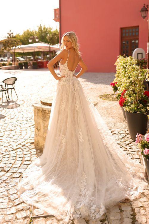 Charming A Line Ivory Spaghetti Straps Open Back Wedding Dresses, Bridal  Gown – trendtydresses