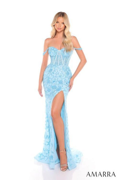 Amarra 88261 Size 0 Neon Pink Beaded Corset Prom Dress Slit Pageant Gown Formal Fitted Sweetheart neckline