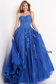 Jovani JVN06644 Size 00 Blue Long Lace Ball Gown Prom Dress Corset Sheer Pageant Gown
