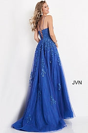Jovani JVN06644 Size 00 Blue Long Lace Ball Gown Prom Dress Corset Sheer Pageant Gown