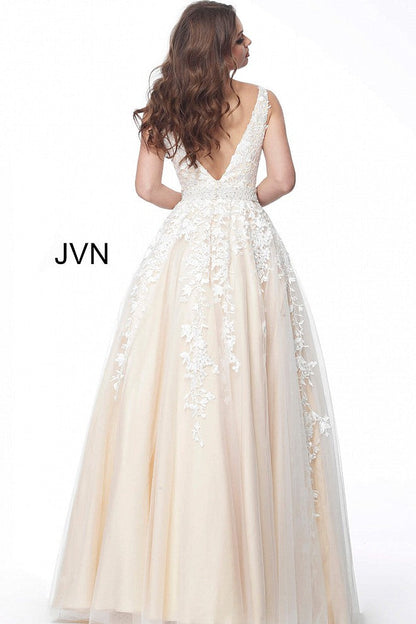 Jovani JVN68258 Size 2 Blue Lace Prom Ballgown Dress