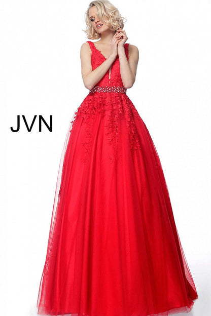 Jovani JVN68258 Size 2 Blue Lace Prom Ballgown Dress