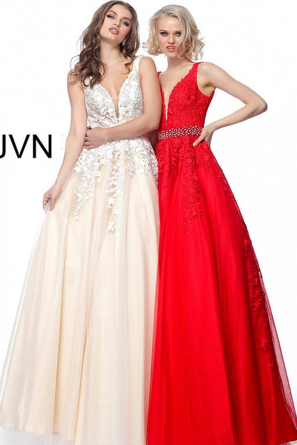 Jovani JVN68258 Size 2 Blue Lace Prom Ballgown Dress