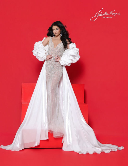 Johnathan Kayne 3084 white formal gown