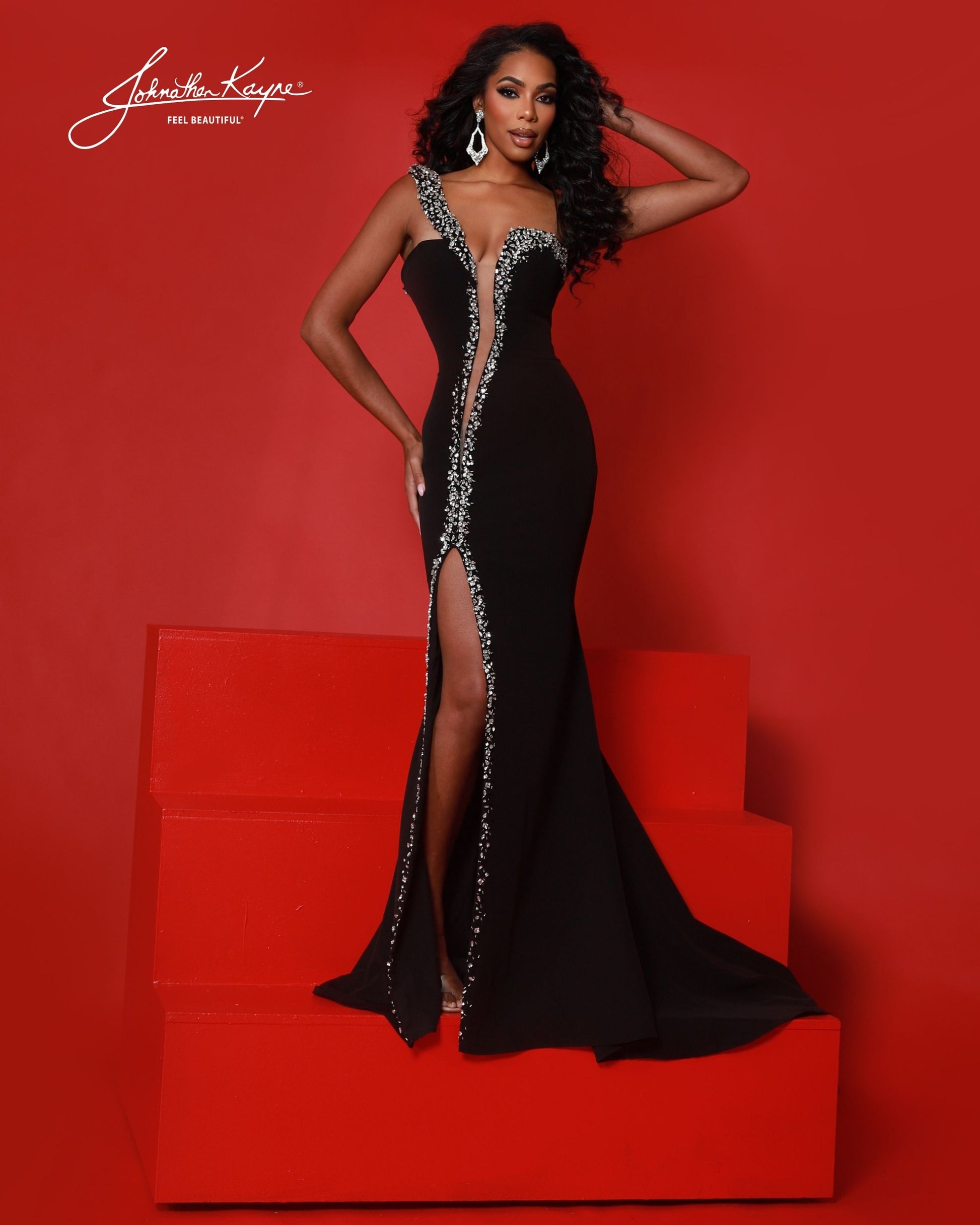 Johnathan Kayne 3257 Fitted Jersey Prom Dress White / 4 Johnathan Kayne 3257 Fitted Jersey Prom Dress White / 4