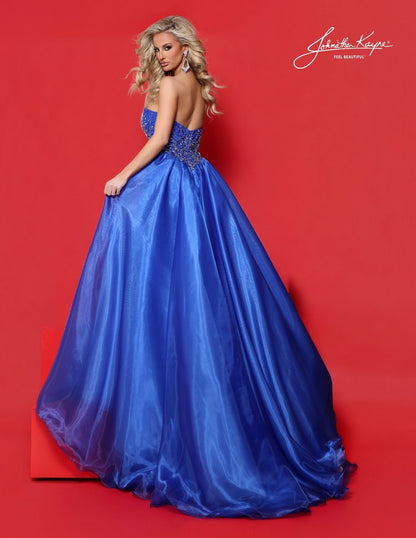 Johnathan Kayne 3322 royal prom and pageant dress with overskirt