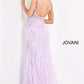 Jovani 03023 is a Long Feather Skirt Prom Dress, Pageant Gown, Wedding Dress & Formal Evening wear. This Sheer embellished bodice features a plunging v neckline with beading & crystal accents cascading through a feather embellished skirt. Very stunning and unique wedding dress!