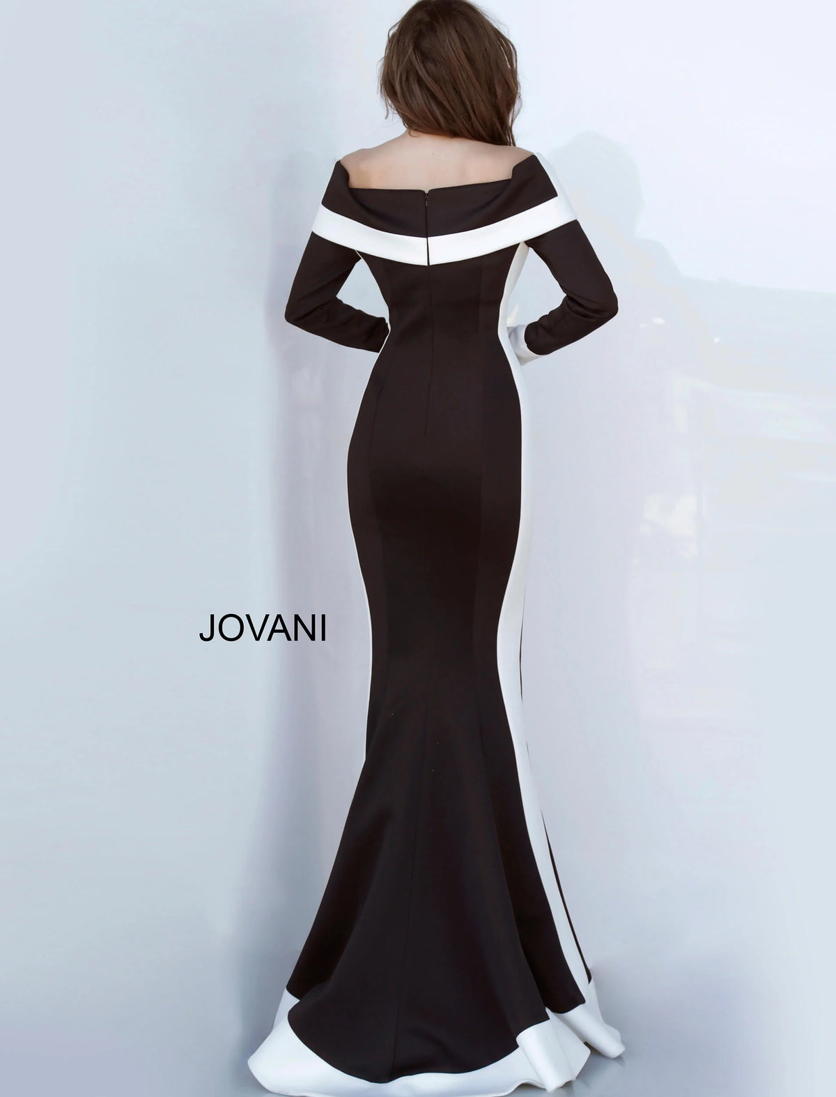 Jovani 4062 Black White Evening gown back
