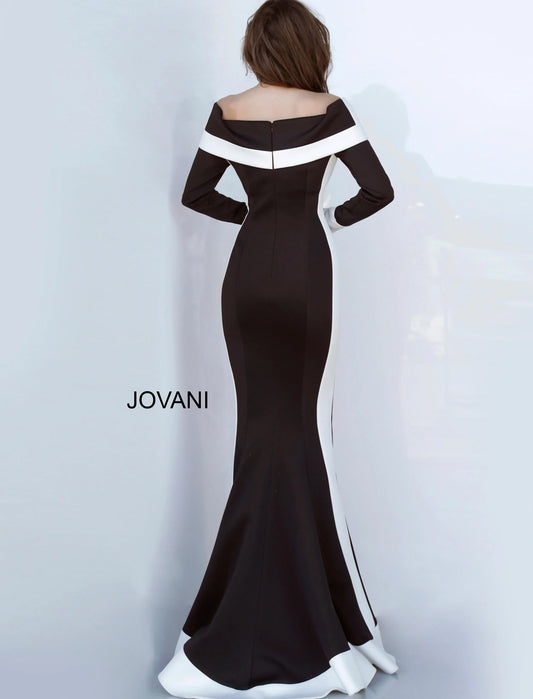 Jovani 4062 Black White Evening gown back