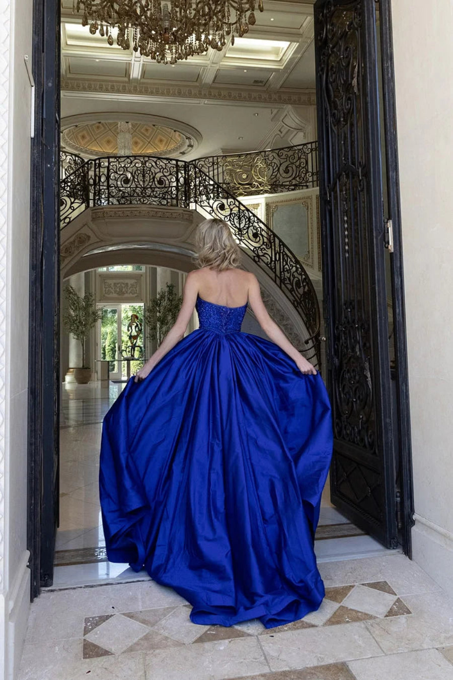 Jovani 49247 Royal Blue Ball Gown back