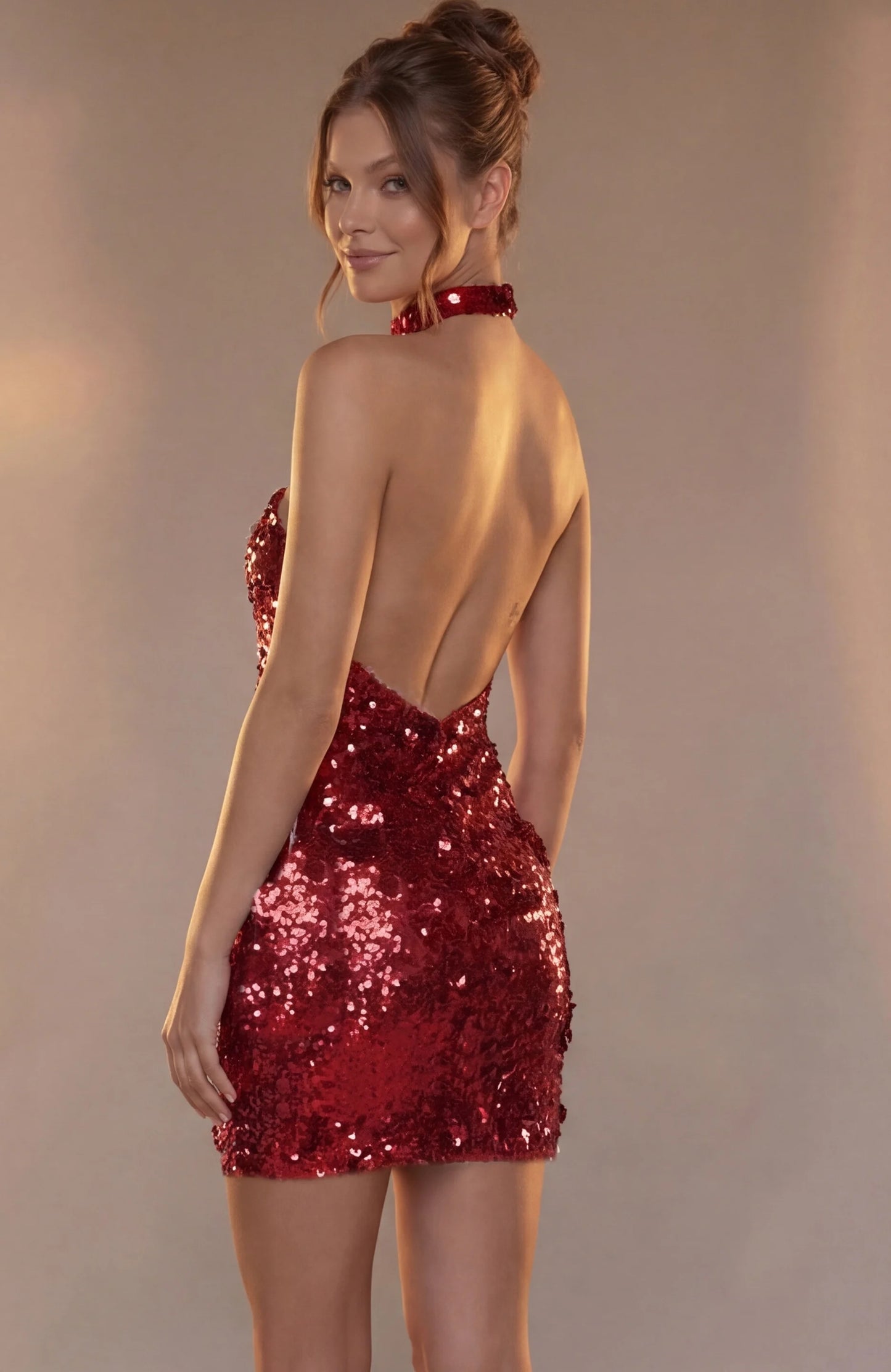 Jovani 51650 Homecoming Dress Sequin Halter Mini Backless