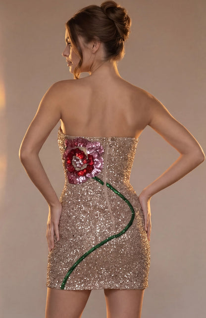 Jovani 51725 Homecoming Dress Sequin Floral Rose Cocktail