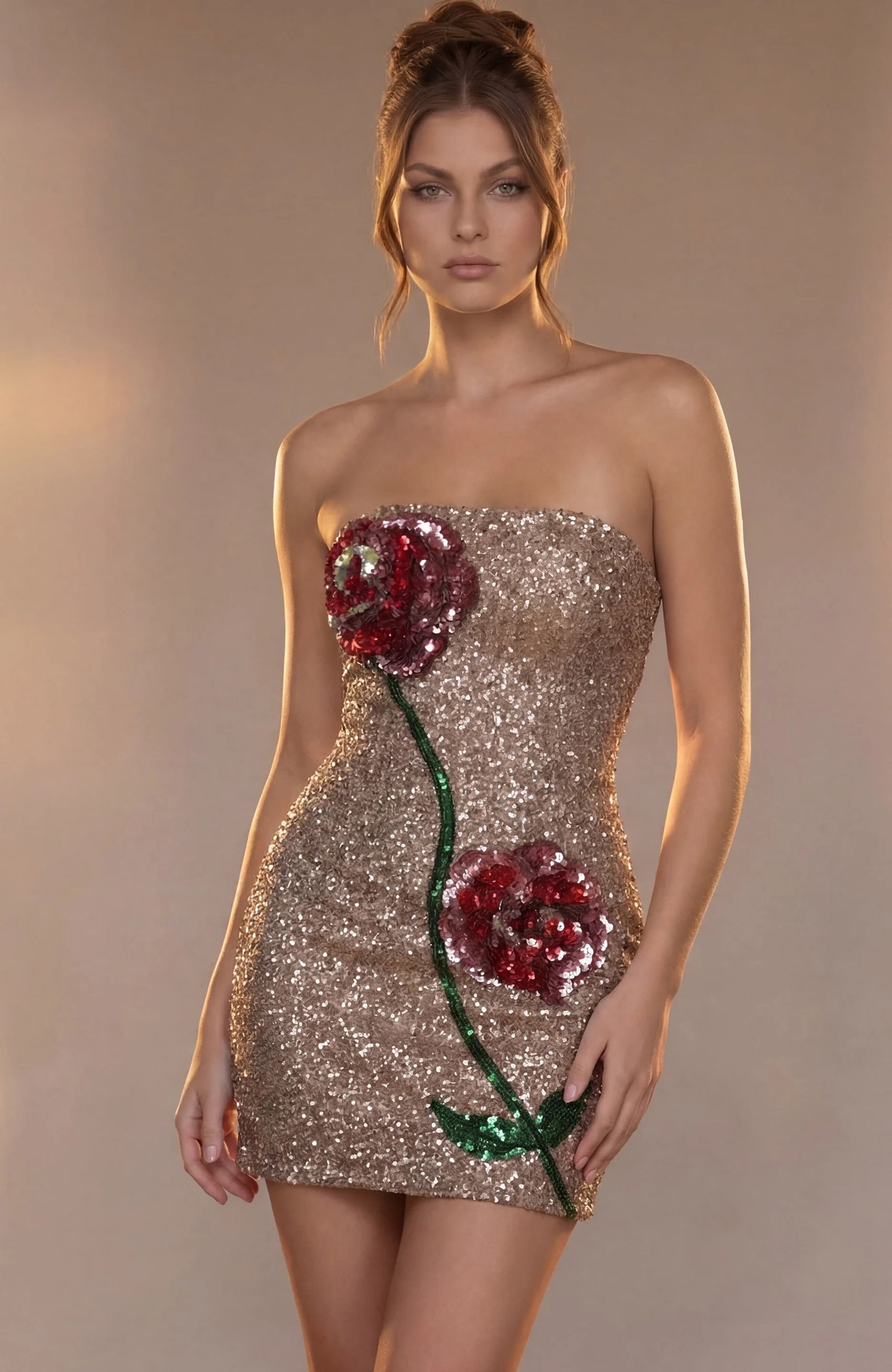 Jovani 51725 Homecoming Dress Sequin Floral Rose Cocktail