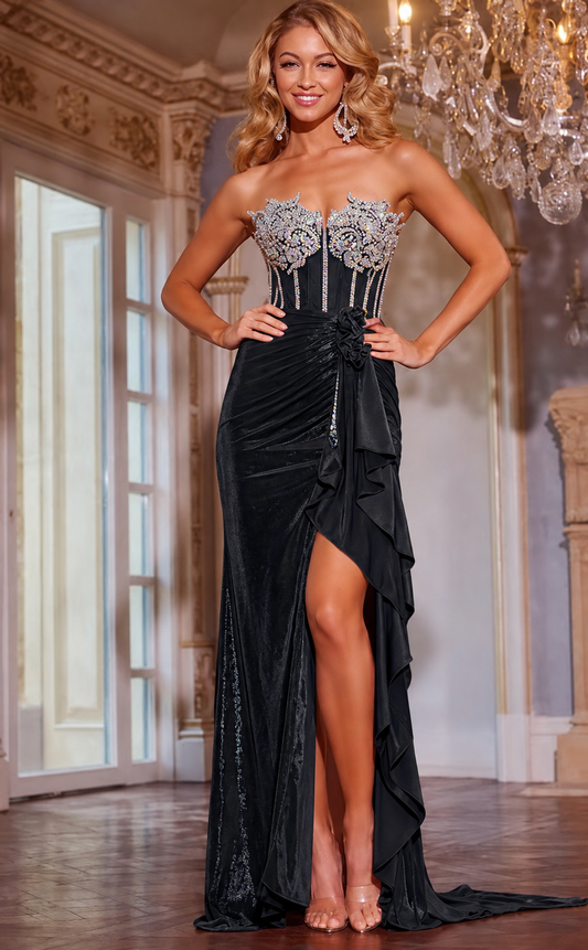 Jovani D6031 Size 10 Black Crystal Corset Prom Dress