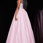 Jovani Kids K04443 This is a sparkly long formal dress for girls and preteens.  It is strapless and has a straight neckline.  The bodice is fully embellished. The long tulle ball gown skirt has a shimmer to it.