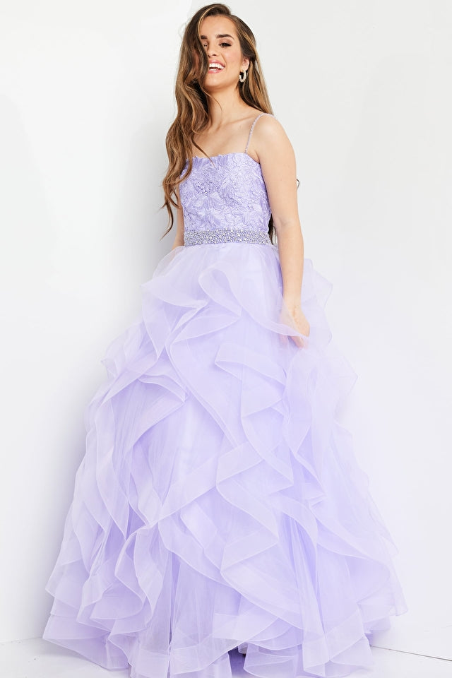 Jovani Kids K23519 Long Organza Floral Spaghetti Strap Girls Formal Dress. Send your princess to the ball in style with the Jovani Kids K23519 dress! This glamorous gown has a luxurious organza floral fabric that will let her shine brighter than the lights! And with spaghetti strap detailing, she'll look more like a princess than ever. Fit for a queen!