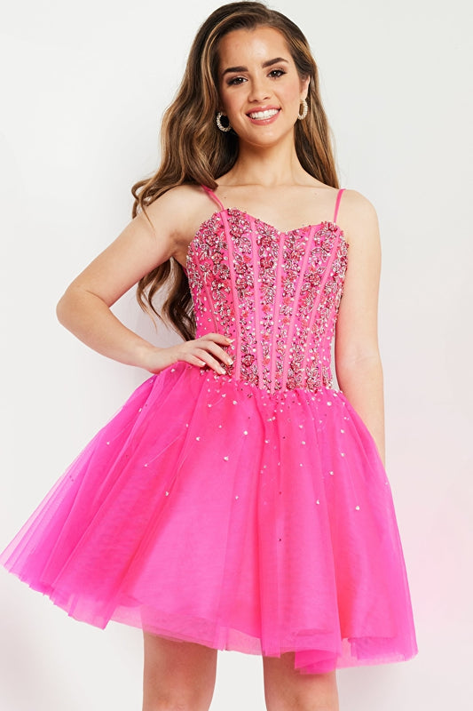 Jovani Kids K62533 Short Girls Fit Flare Party Dress Cocktail Corset Beaded Pageant