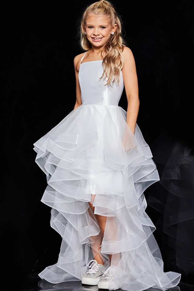 Jovani Kids K66708 Tulle Ruffle High Low Girls Formal Dress Party Gown Short Long Jovani Kids K66708 Tulle Ruffle High Low Girls Formal Dress Party Gown Short Long