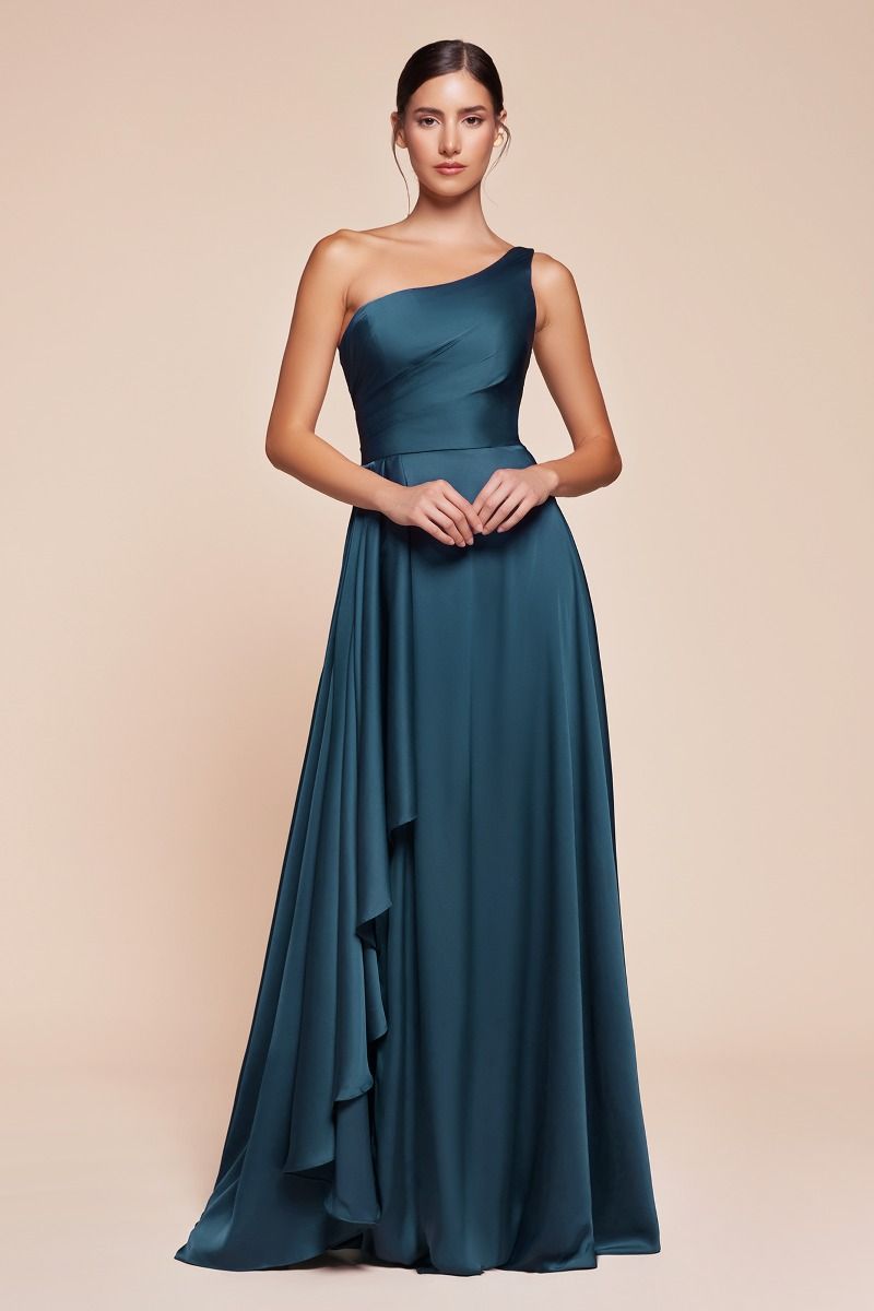 Ladivine 7450 One Shoulder Soft Satin A Line Dress, French Navy / 10 Ladivine 7450 One Shoulder Soft Satin A Line Dress, French Navy / 10