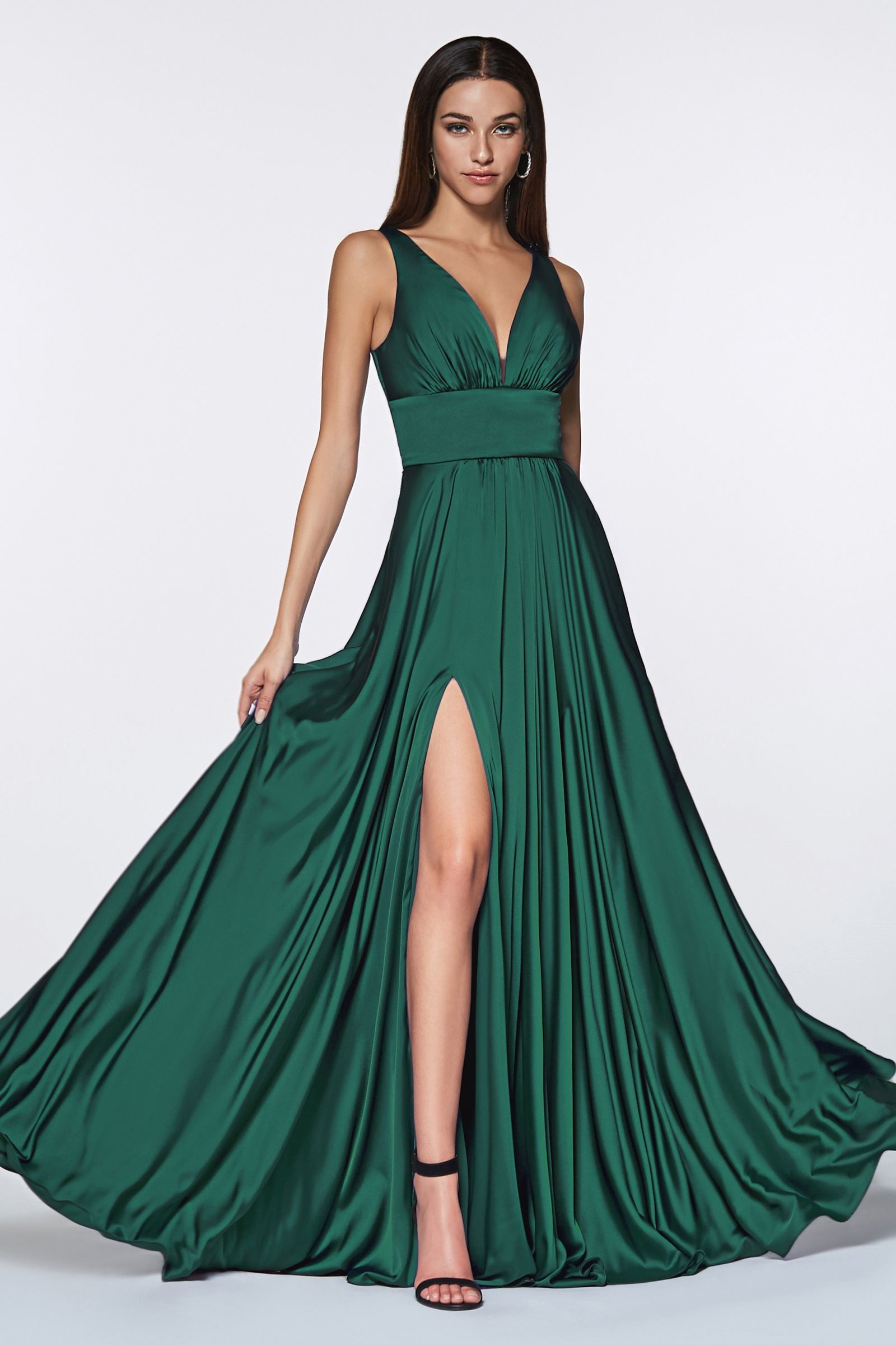 blue dress for baby girl Sage Green Satin V-Neck Bridesmaid Dress Mermaid Floor-Length