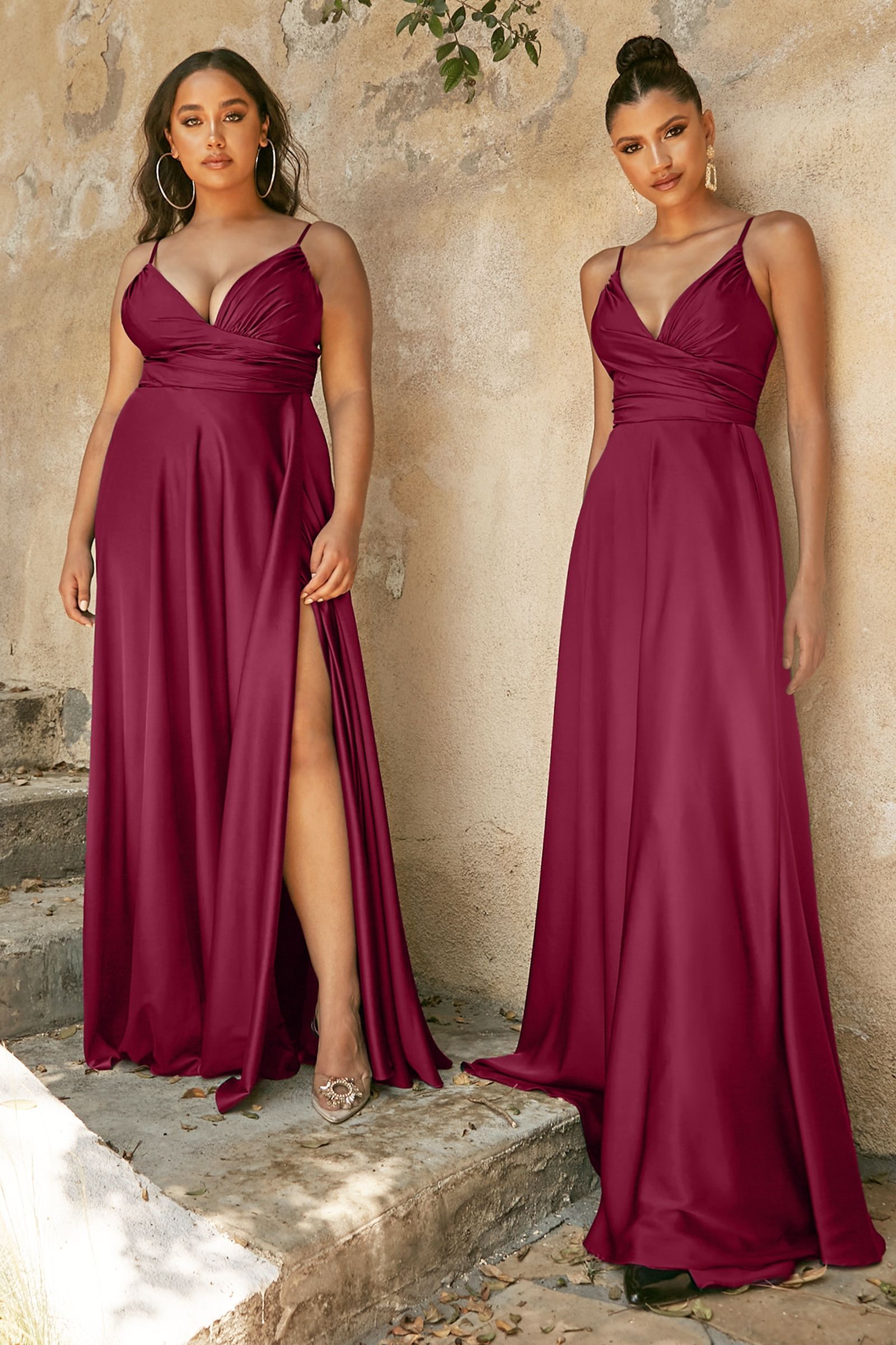 bridesmaid dresses georgia Ladivine 7485 soft satin bridesmaids dress 6 / Burgundy