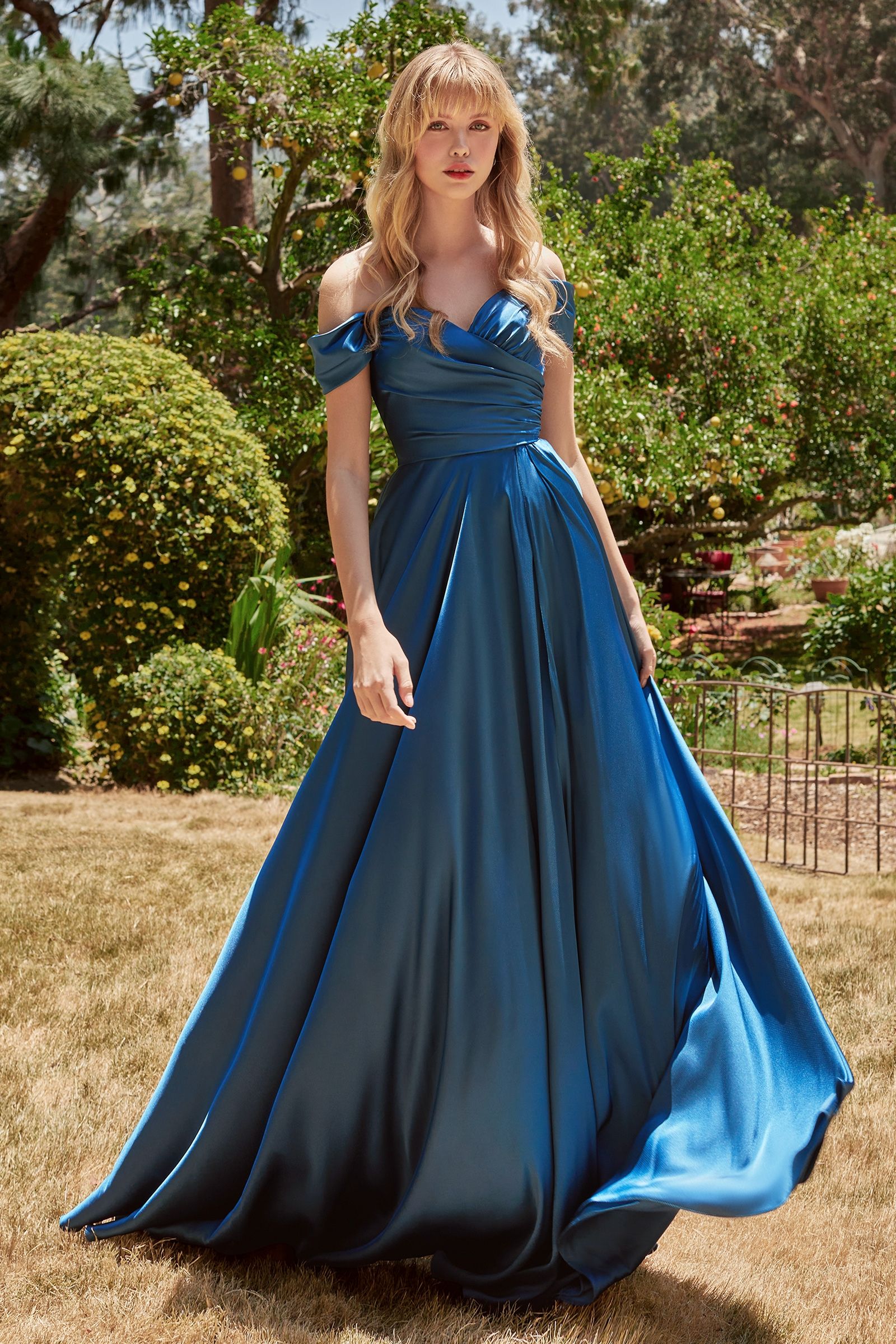 blue dress for baby girl Ladivine 7493 - Draped Satin Evening Gown 12 / Lavender main image 1