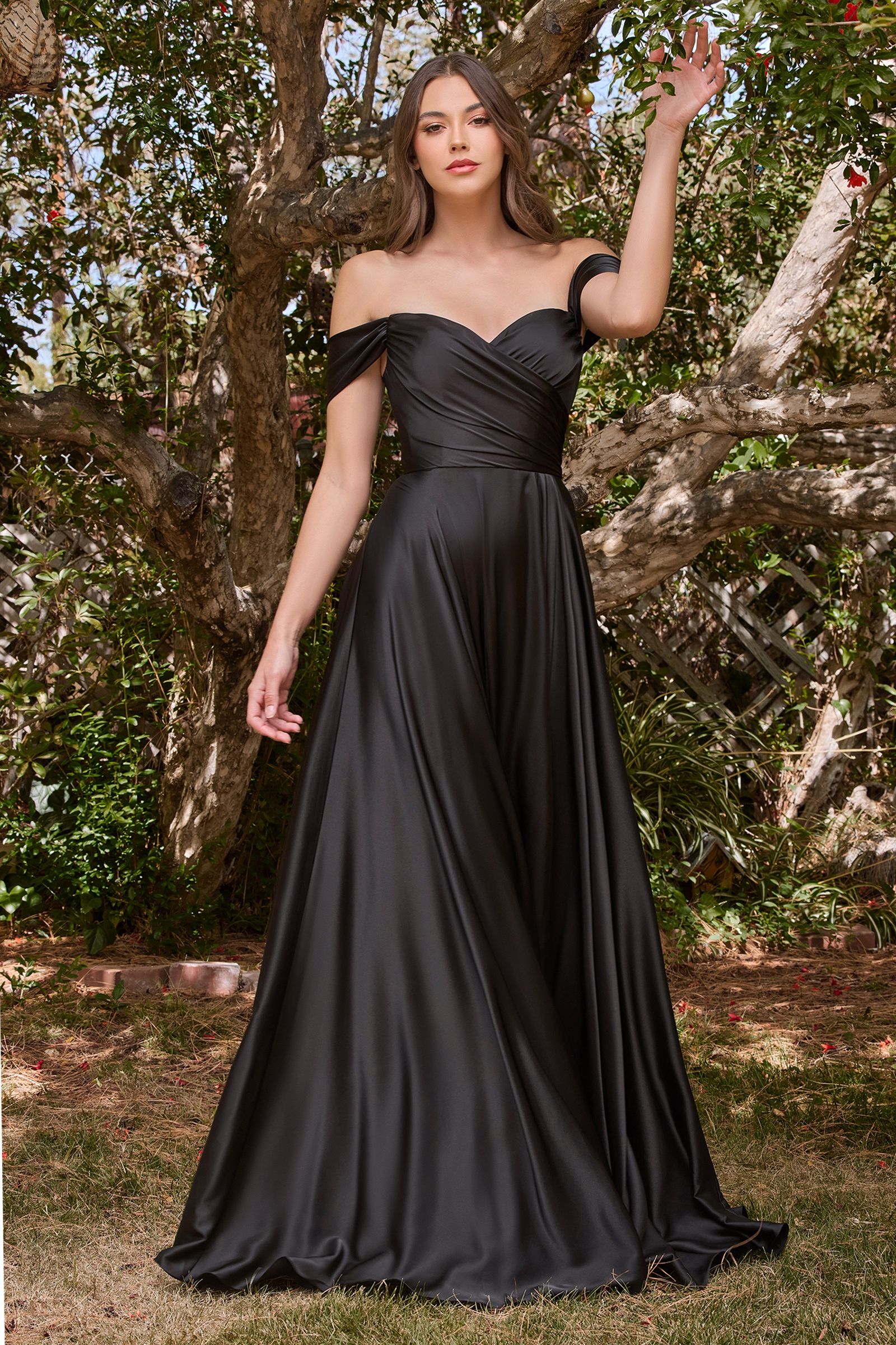 Ladivine 7493C Bridesmaids Dress Curvy Off The Shoulder A Line Evening Gown 22 / Black