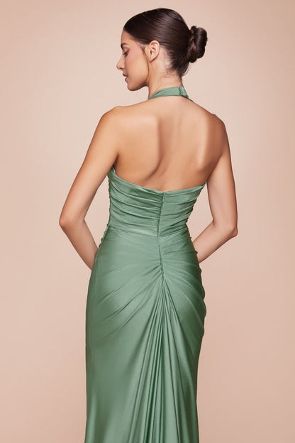 Ladivine CD796 dark sage dress spandex satin back