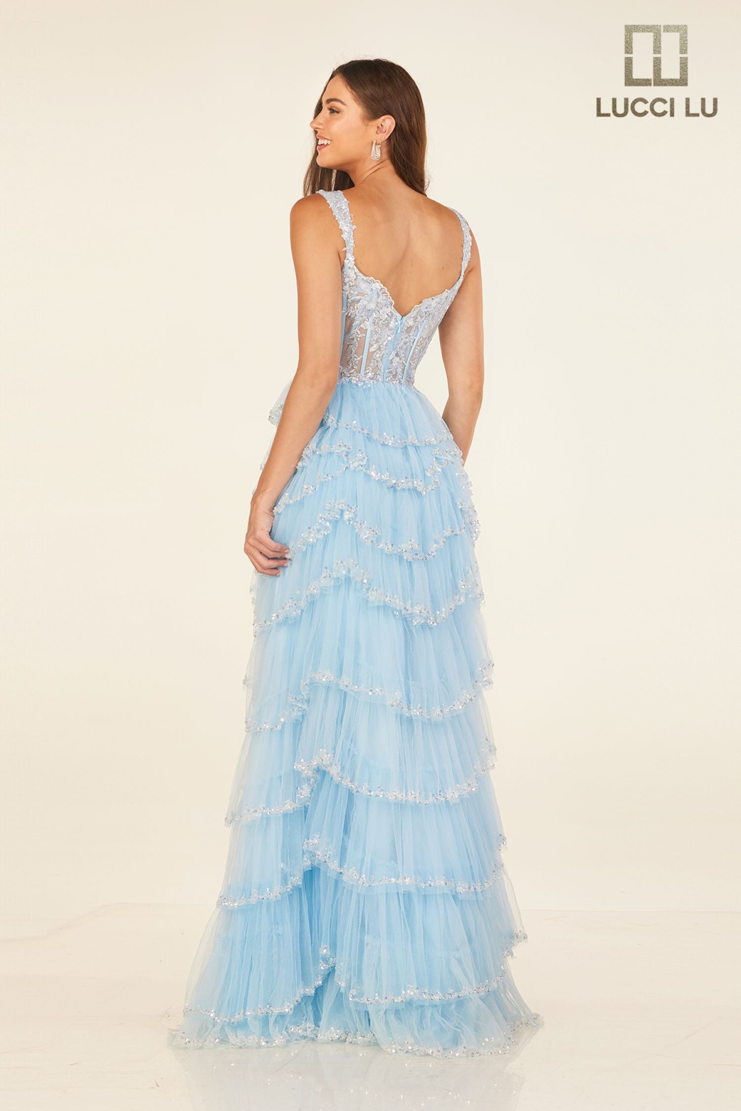 Off Shoulder Tiered A-line Slit Gown by Lucci Lu 1432 | Lucci Lu 1432 Dress 14 / Sage Off Shoulder Tiered A-line Slit Gown by Lucci Lu 1432 | Lucci Lu 1432 Dress 14 / Sage