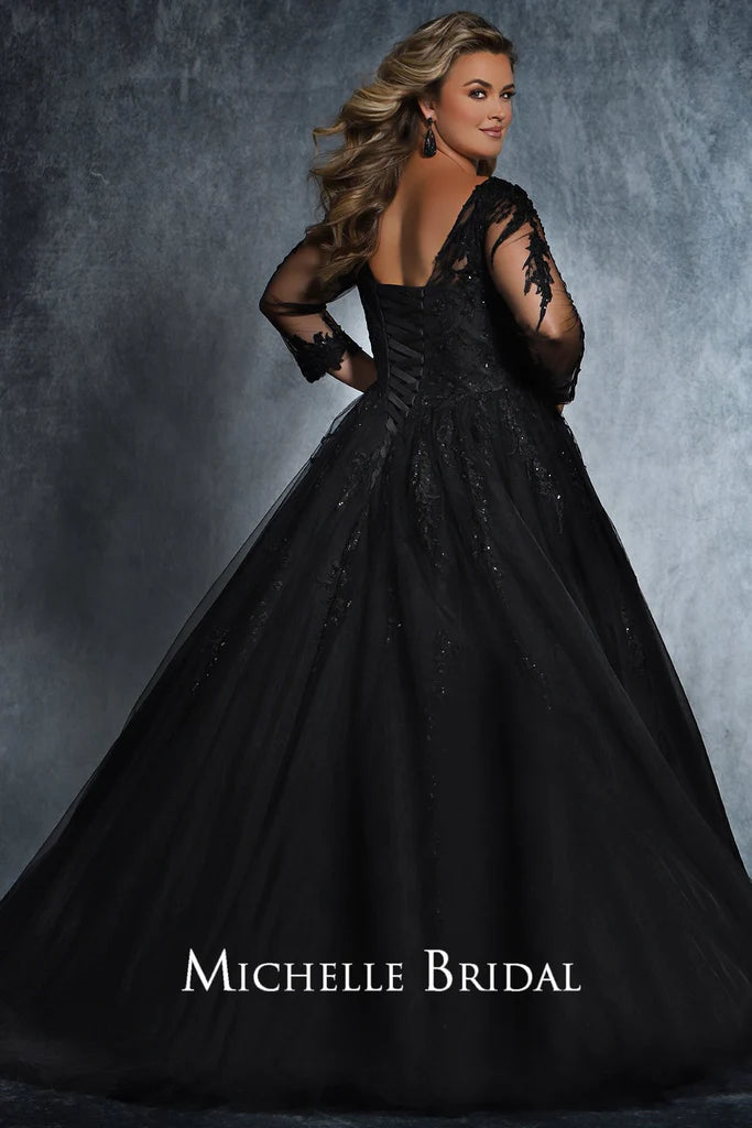 Thinyfull Vintage A-Line Black Wedding Dress 2023 Long Sleeve Bridal Gowns  Satin Lace Princess Bride Plus Size Wedding Dress