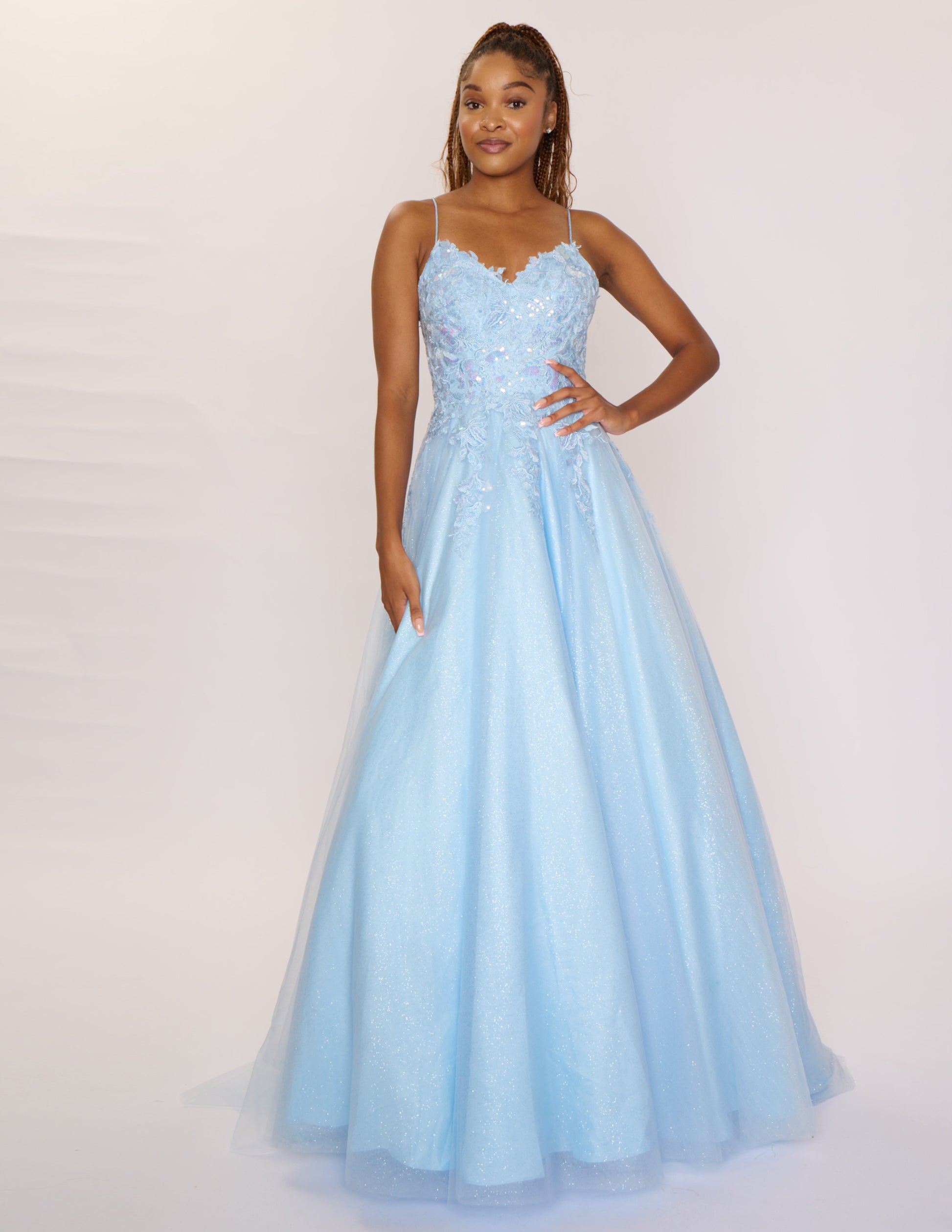 Nina Canacci 6624 Long A Line Corset Prom Dress Backless Train Pageant Formal Gown 6 / Light Blue Nina Canacci 6624 Long A Line Corset Prom Dress Backless Train Pageant Formal Gown 6 / Light Blue