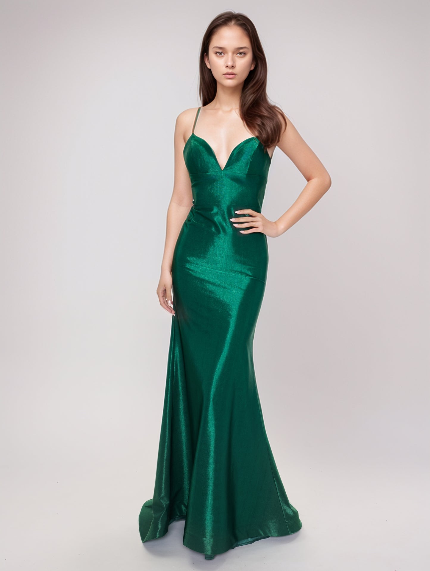 Nina Canacci 6632  Emerald Backless Fitted Prom Dress V Neck Formal Evening Gown Corset
