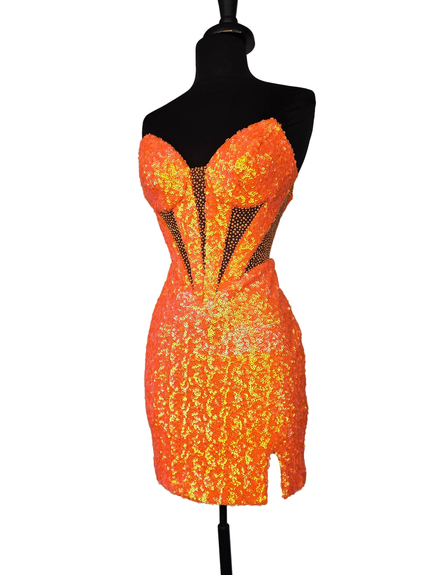 VIENNA 60100 Orange Size 0 Sequin Corset Homecoming Dress