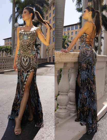 Primavera Couture 4156 Prom Dress Beaded Lace Up Back