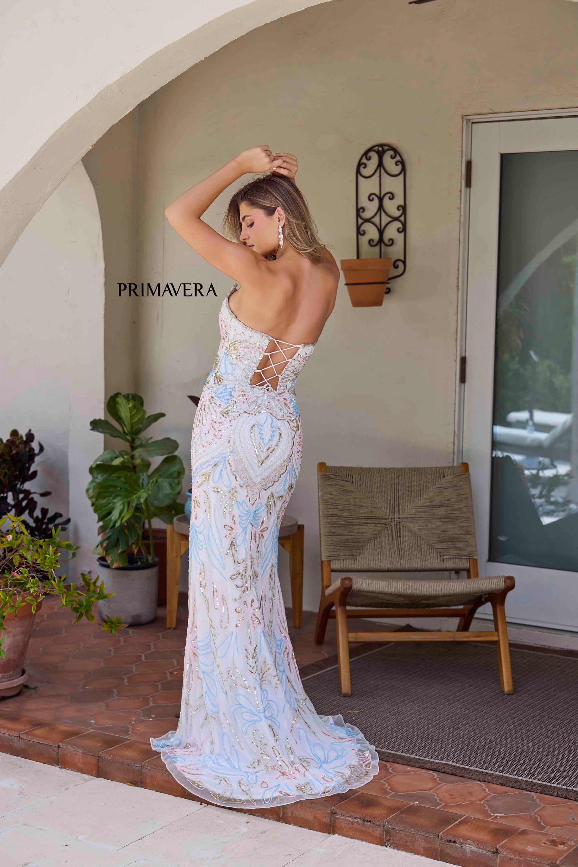 Primavera Couture 4382 Prom Dress Beaded Formal Gown 000 / Ivory Primavera Couture 4382 Prom Dress Beaded Formal Gown 000 / Ivory