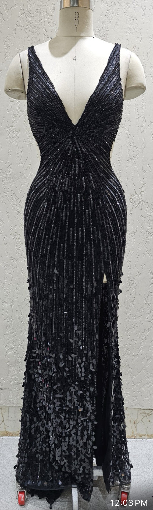 Primavera 4527 size 4 RED Backless Prom Dress Sequin