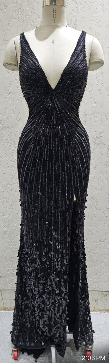 Primavera 4527 size 4 RED Backless Prom Dress Sequin