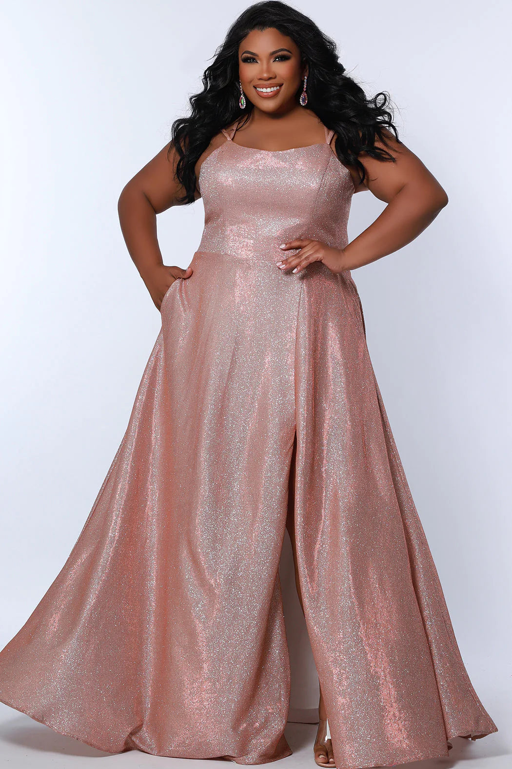 Plus size rose gold formal dress deals